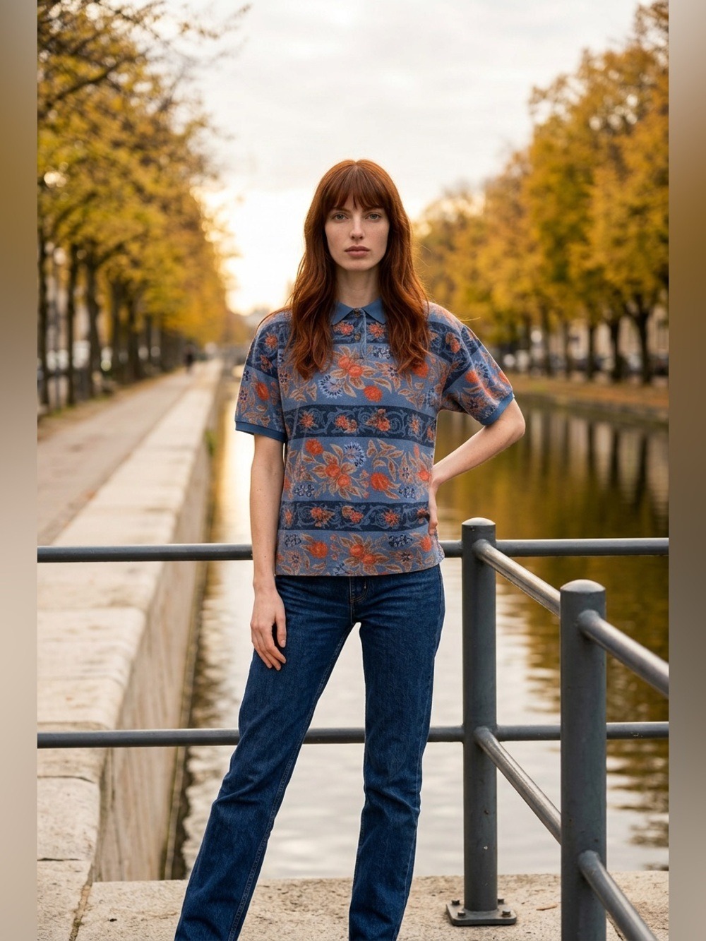 Vintage Hunt Club Floral Polo Shirt – Size S